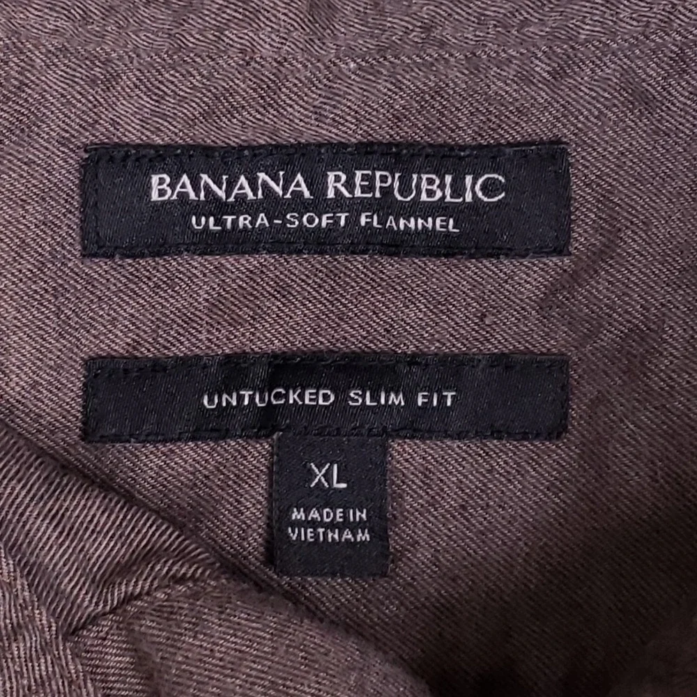 Banana Republic Ultra Soft Flannel Shirt XL Brown Heather Untucked Slim Fit‎